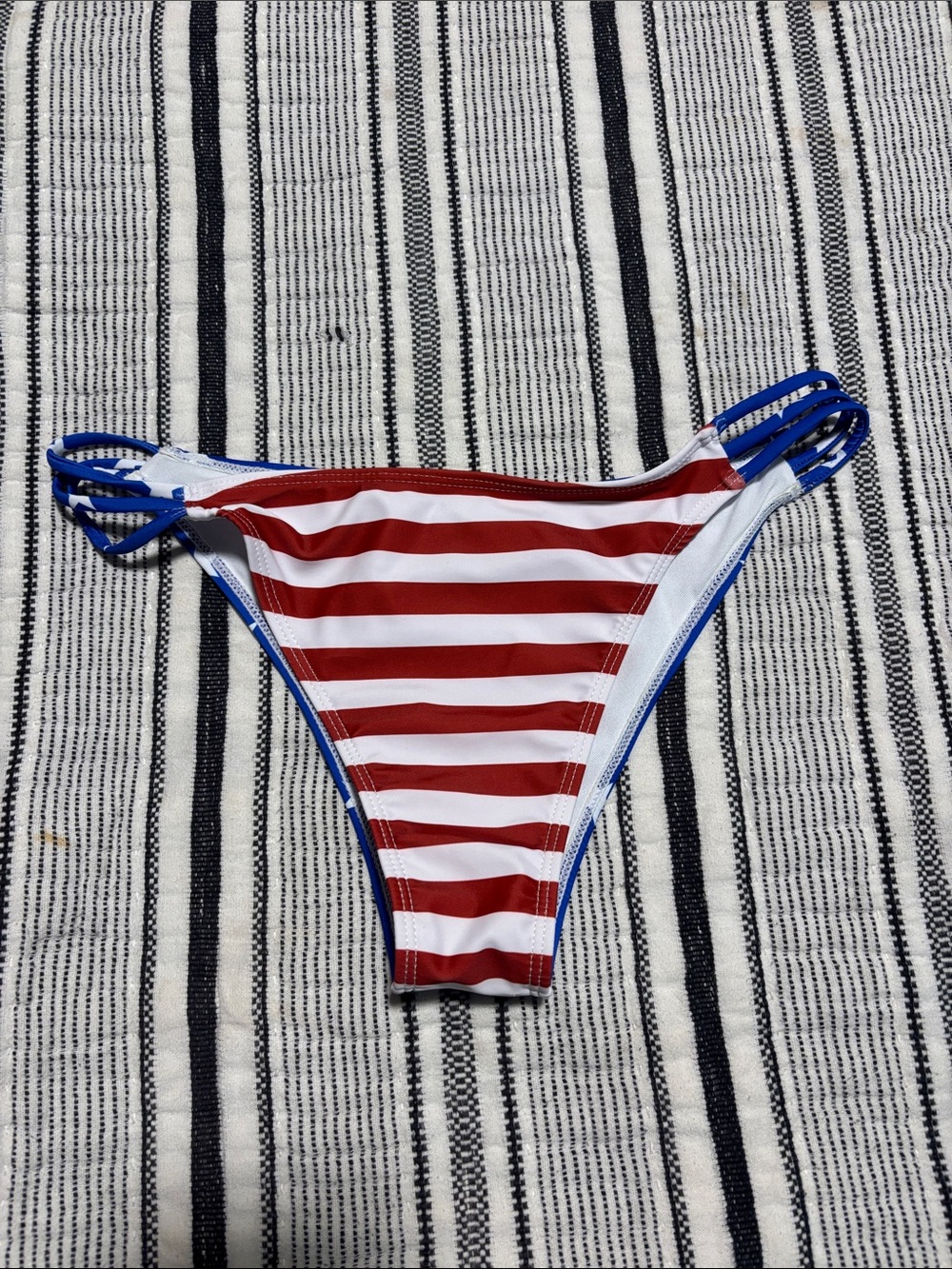 Striped Red & White Women's Swim Bottom